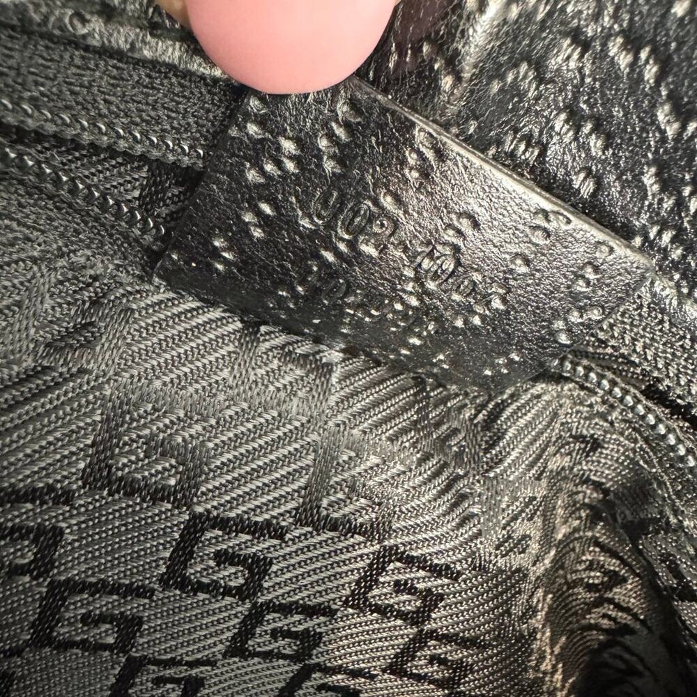 GUCCI Vintage Jackie Bardot Black Canvas Leather Trim Shoulder Bag Silver Hobo - Picture 10 of 10